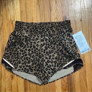 NWT Lululemon Hotty Hot High-Rise 4" *Lined Shorts, Sz 8, True Leopard Multi
